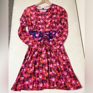 Delfi Collective Floral Twist Waist Fit & Flare Dress Romantic Garden Party Midi